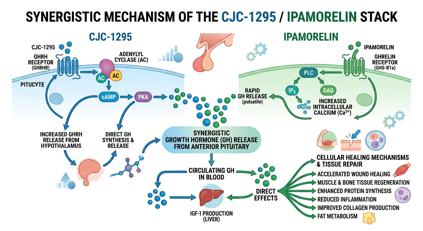 CJC-1295 / Ipamorelin 6/11 Blend Synergy Pathway Concept