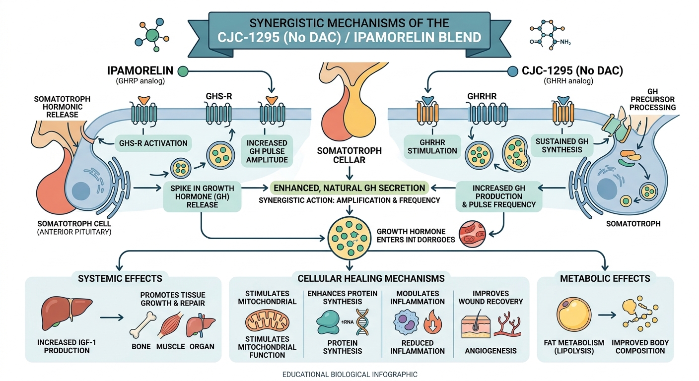 CJC-1295 No DAC / Ipamorelin Blend Synergy Pathway Concept