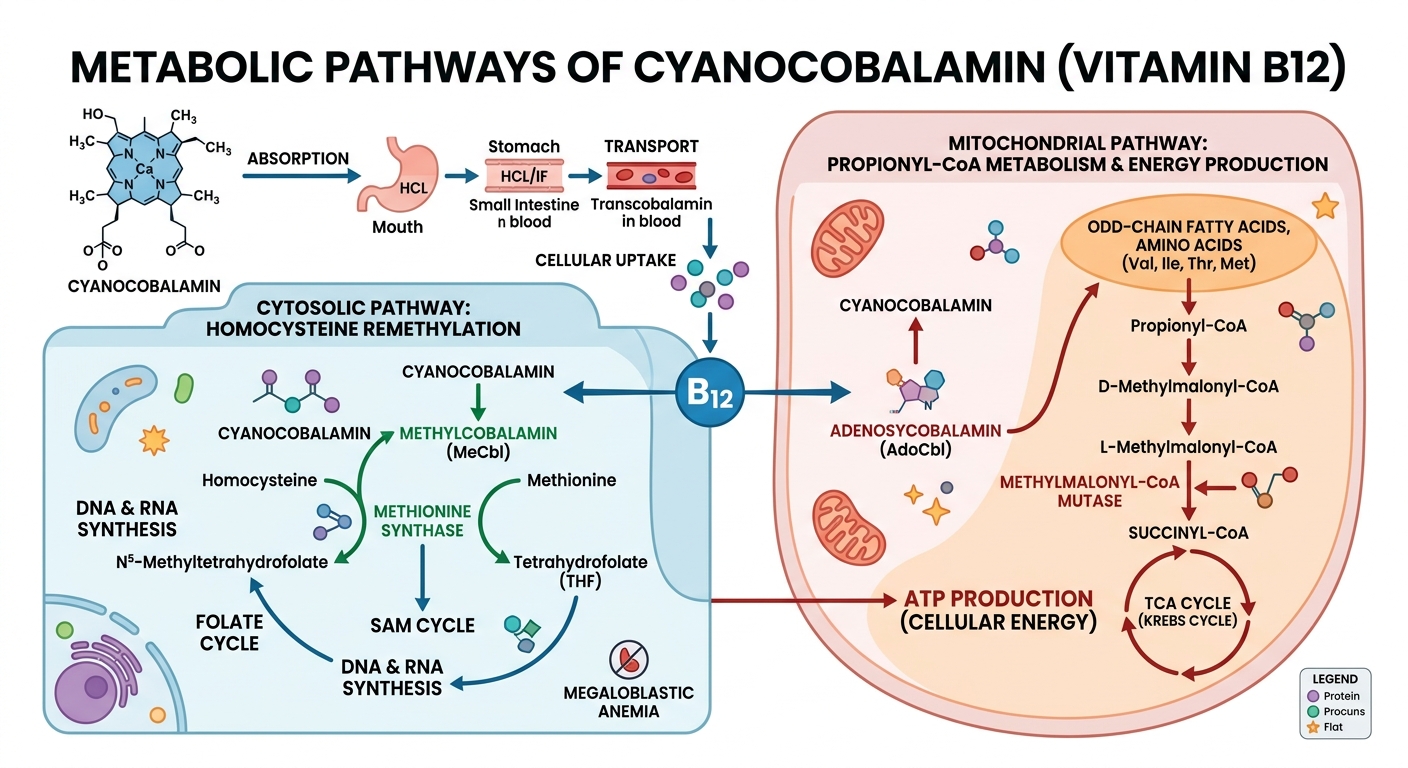 Cyanocobalamin (VB12) Biological Pathway Concept